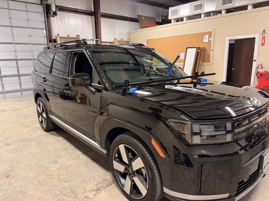 Hyundai Santa Fe set up for ADAS calibration after a windshield replacement in Corpus Christi, TX